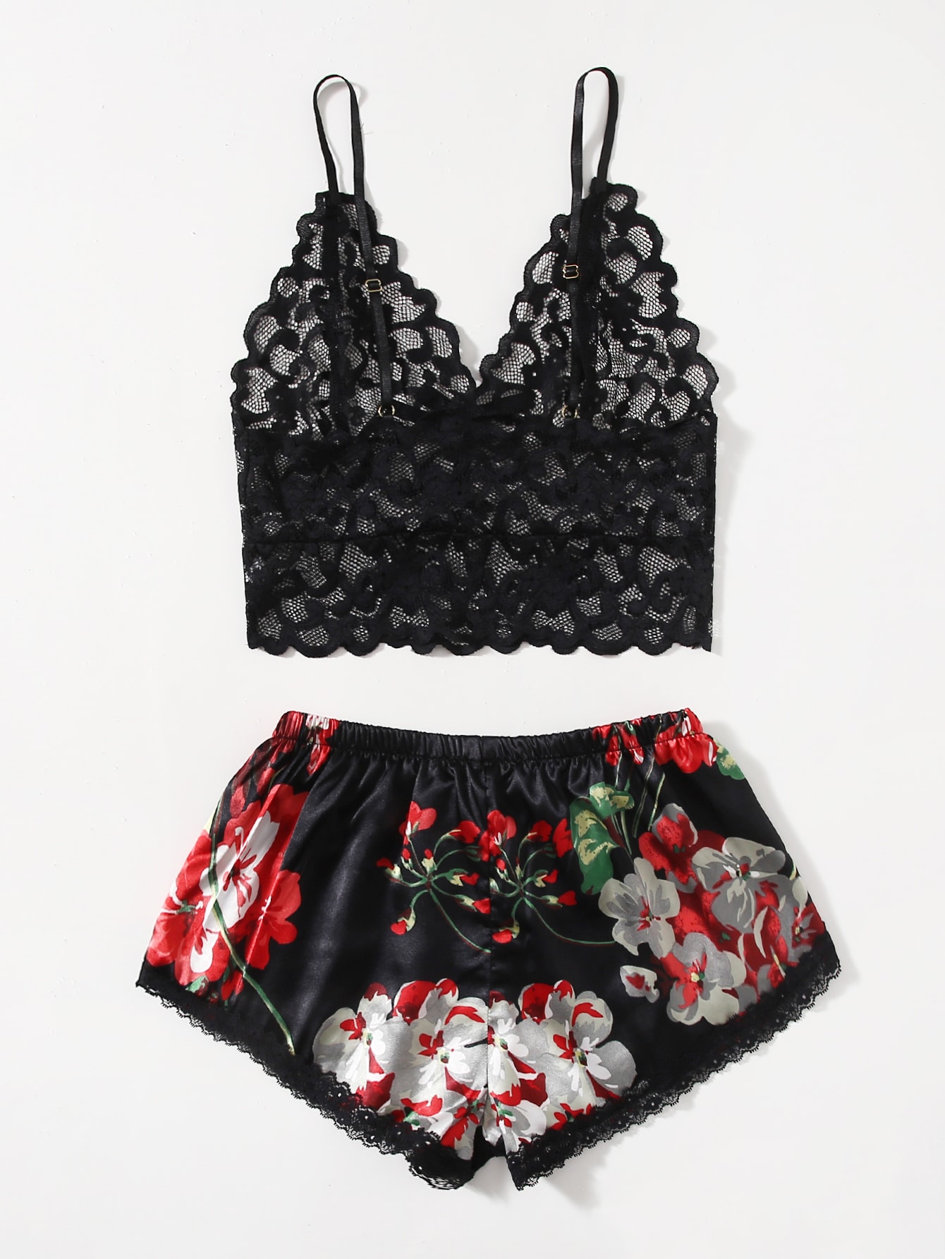 Pyjama-Set mit floraler Spitze – Lace Bralette Set Bewertung und Preis